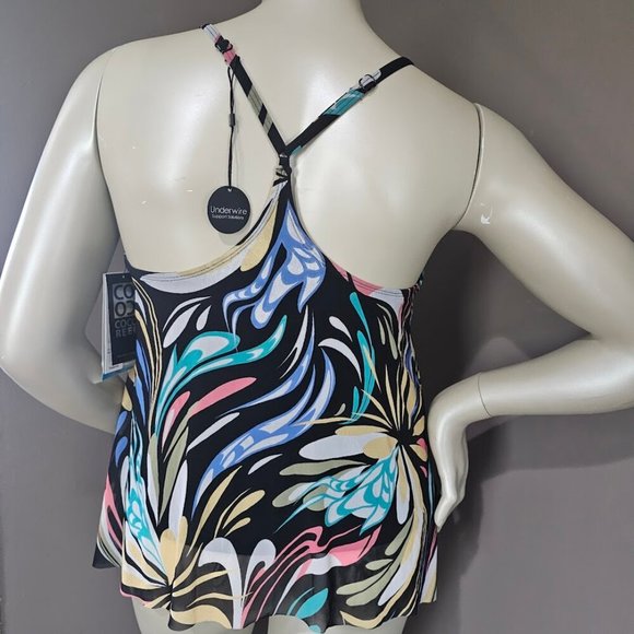 Coco Reef Retro Swirl Current Mesh Layer Tankini Swim Top - Picture 4 of 11